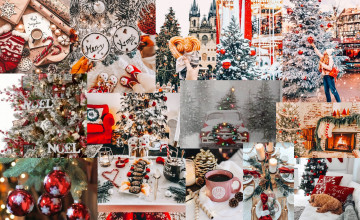 Aesthetic Christmas Collage Desktop Wallpapers