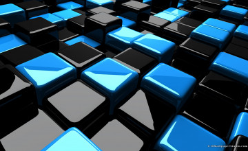 Black And Blue 3D Cube Wallpapers