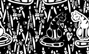 Black and White Cat Drawing Wallpapers