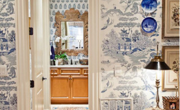 Blue and White Chinoiserie Wallpaper