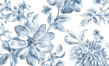 Blue and White Floral Wallpapers
