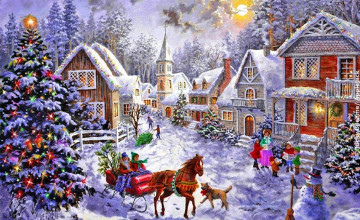 Christmas Village Scene Wallpapers
