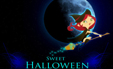Cute Witch Halloween Wallpaper
