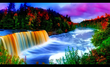 Desktop Waterfalls with Rainbow