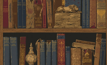 Faux Bookcase Wallpapers