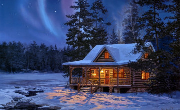 Free Christmas Cabin Wallpaper