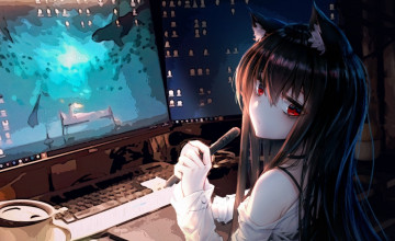 Gamer Girl Anime Cat