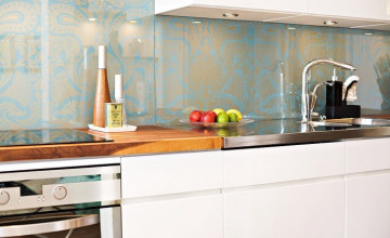 Glass Over Wallpaper Backsplash