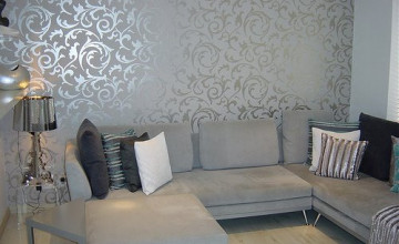 Grey Wallpaper Living Room