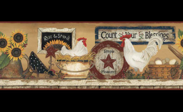 Hen and Rooster Wallpaper Border