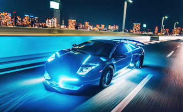 Neon Blue Lamborghini