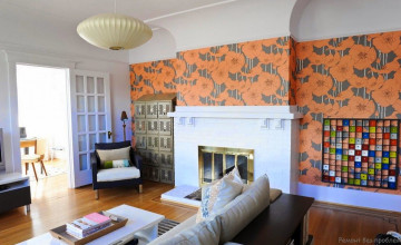 Orange Wallpaper for Living Room