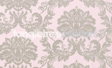 Pink and Silver Damask Wallpaper