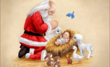 Santa and Baby Jesus Wallpapers