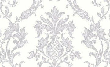 Silver and White Damask Wallpaper