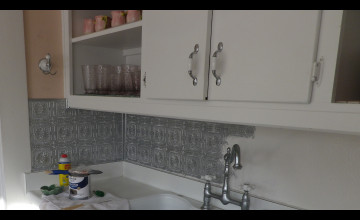 Tile Backsplash Over Wallpaper