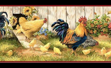 Wallpaper Border with Chickens