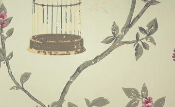 Wallpaper with Bird Cages