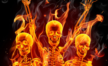  Skulls with Flames