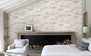 White Reclaimed Bricks Rustic Wallpaper