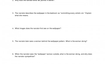 Yellow Wallpaper Study Guide Questions